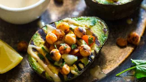 Vegan Mediterranean Chickpea Stuffed Grilled Avocado Food Faith Fitness